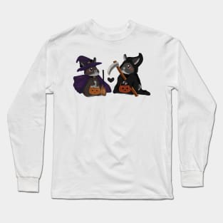 Witch and Grim Reaper Black Rabbit _ Bunniesmee Halloween Edition Long Sleeve T-Shirt